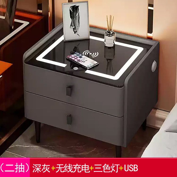 다크 그레이(2개 드로우) 무선 충전 + 3색 조명 + USB