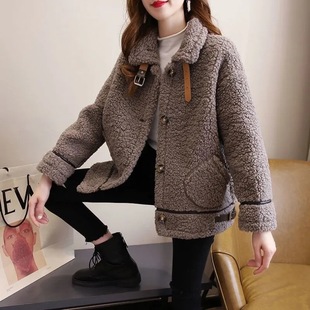 Large Size Simple Cashmere Cardigan Jacket Women's Winter Korean Elegant Loose Sweater Thickened Student Lapel Top