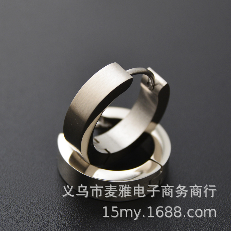 不锈钢钛钢纯手工抛光 拉丝面耳扣耳环耳圈GK67