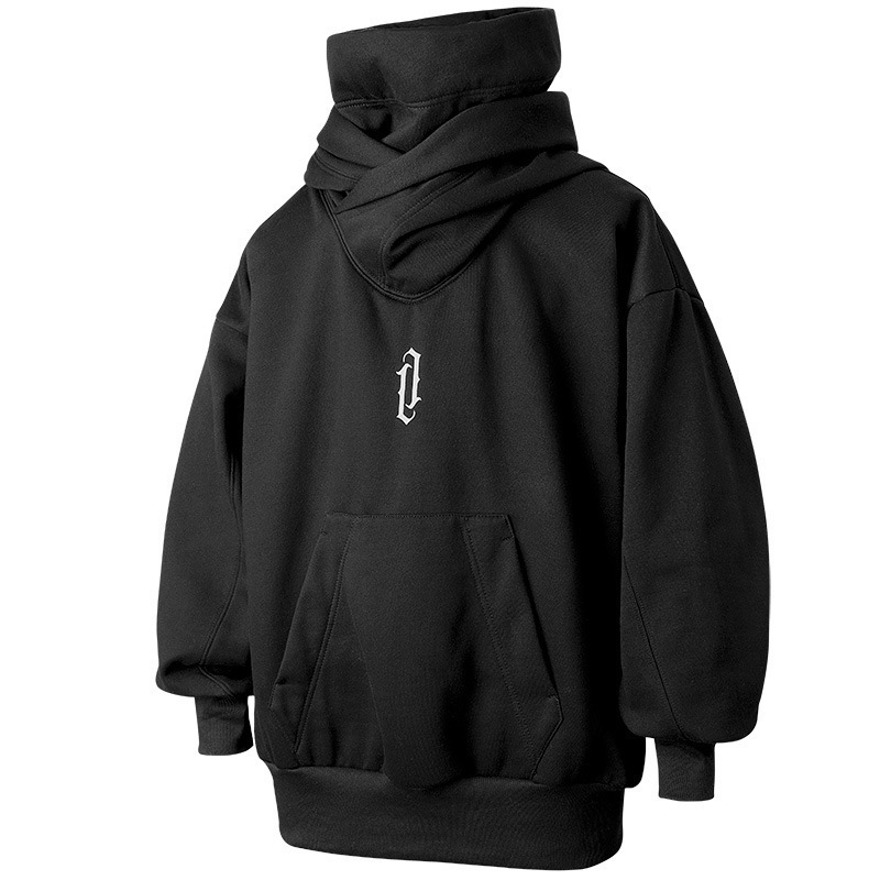 Europa y América hiphop retro encapuchado de cuello alto camisa de hombre de manga larga otoño y invierno suelta chaqueta de hip hop de alta calle de moda