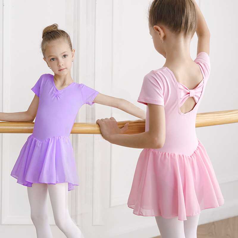 儿童舞蹈服女童夏季短袖形体练功服跳舞裙女孩芭蕾舞裙舞服装