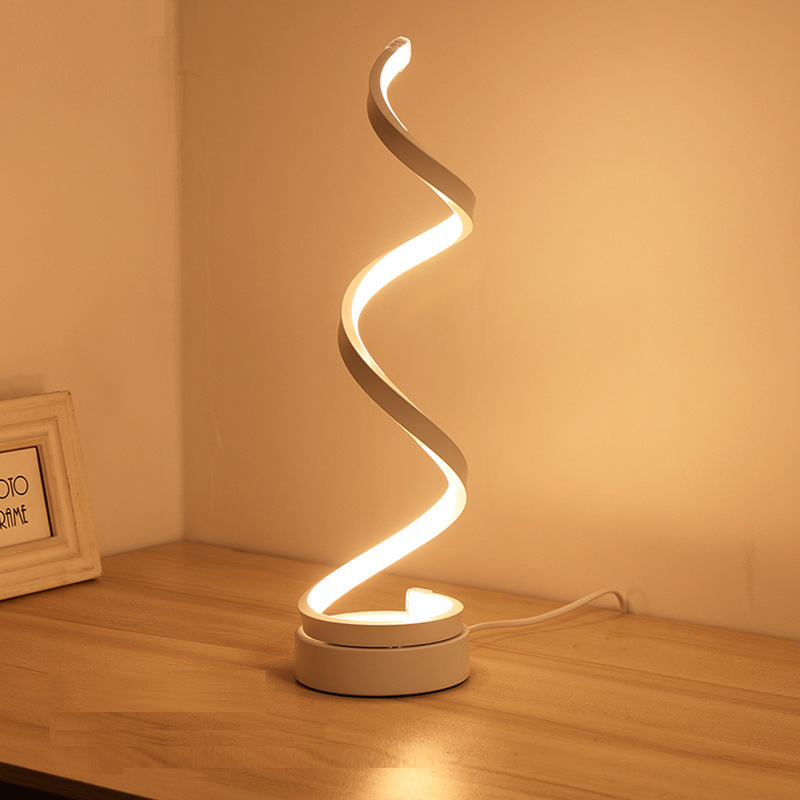 Exclusive For Cross-border E-commerce: Modern Spiral Simple And Adjustable LED Table Lamp, USB-powered, Eye-protective_voghion.com