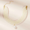 Retro fashionable pendant from pearl, necklace, European style