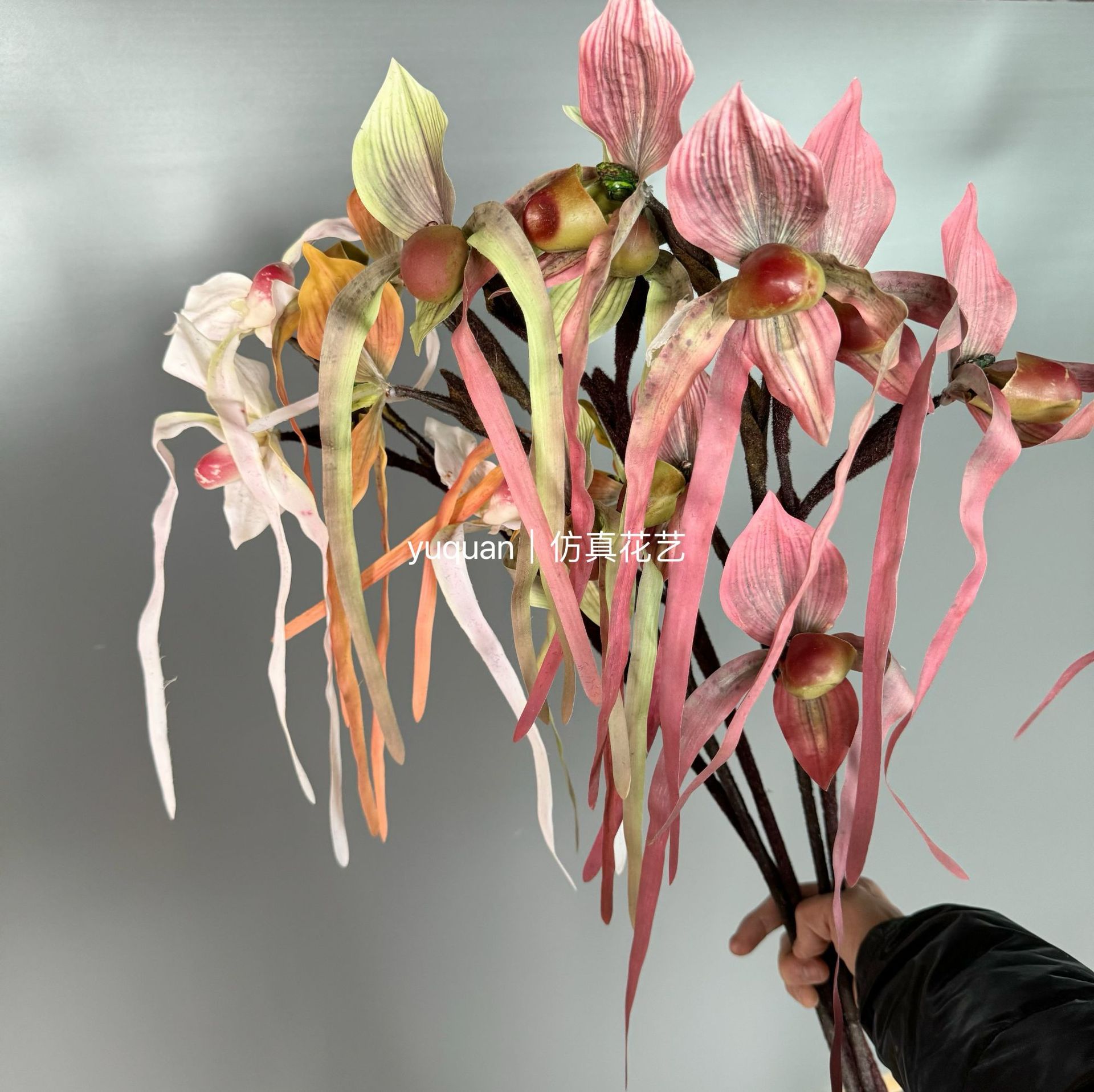 仿真花手感胶布兜兰小众轻奢花材口袋兰居家软装花艺婚庆插花兰花