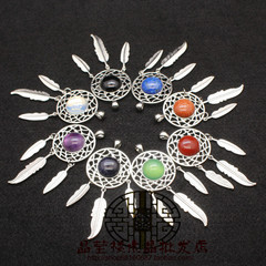 跨境歐美飾品產地 歐美時尚吊墜捕夢網白K色綠瑪瑙吊墜項鍊