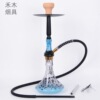 Arabic water tobacco accessories factory aluminum alloy medium single tube glass pot Shisha stock 1163