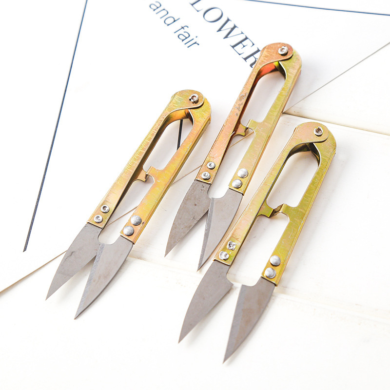 厂家直供U型黄纱剪家用金属纱剪十字绣线头剪鱼线缝纫剪刀小剪刀