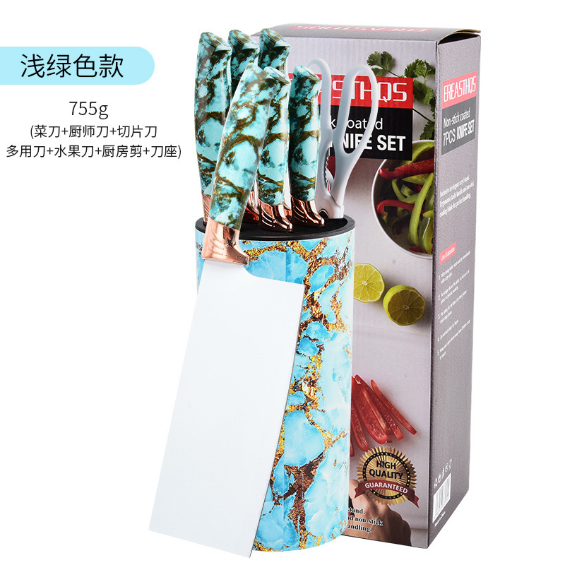 Nuevo cuchillo de cocina multifuncional transfronterizo, cuchillo de fruta, cuchillo de pan, juego de portaherramientas de barril redondo