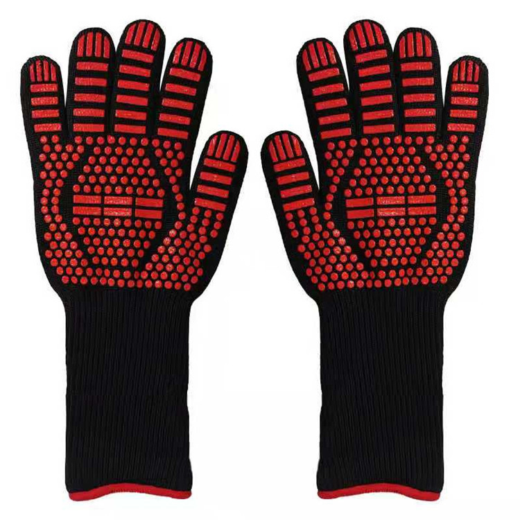 Guantes Aislantes en Existencia, Resistentes a Altas Temperaturas de hasta 500 Grados, Engrosados, Ignífugos, Guantes de Aramida Resistentes al Calor y Antiescaldaduras para Barbacoa EN407