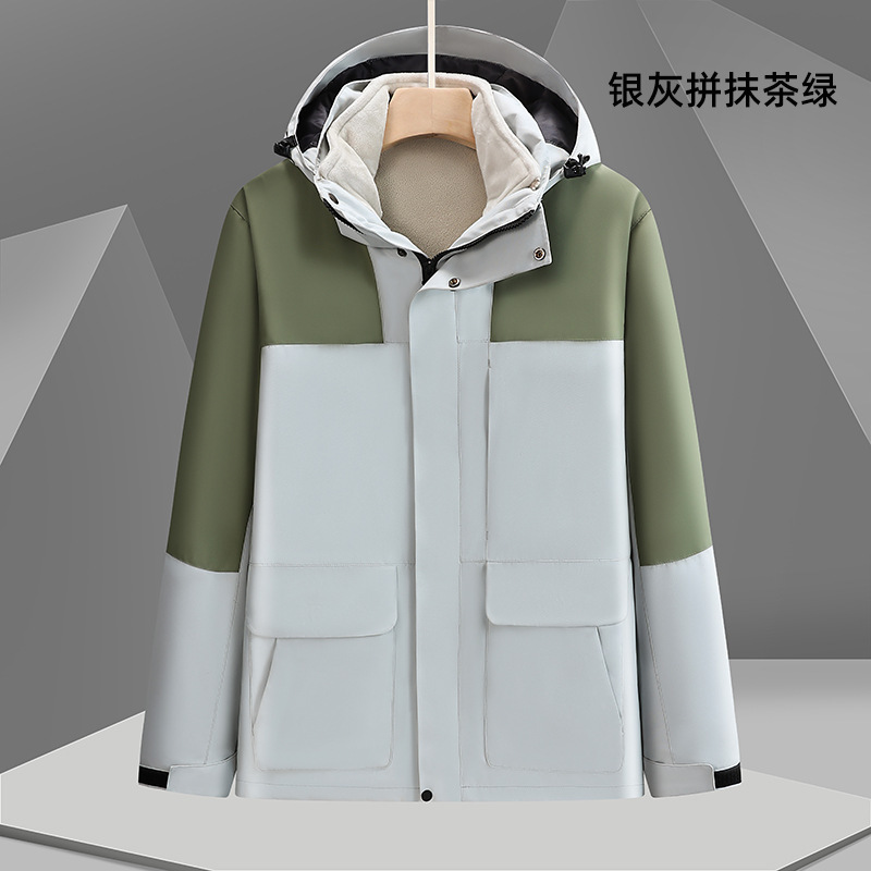 戸外突撃服防風水は保温男女三合一ダウン綿内胆秋冬印字ロゴ卸売りを厚くする|undefined