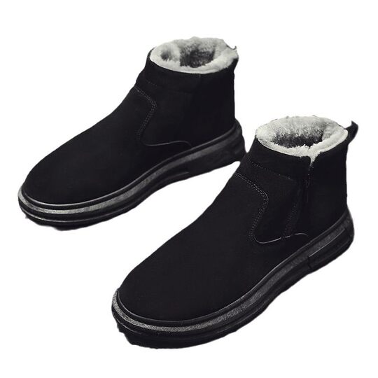 Snow Boots Export Men's Shoes Winter New Mid-top Cotton Shoes Outdoor Warm fleece-lined Thickened Slip-on Cotton Shoes Cold-proof