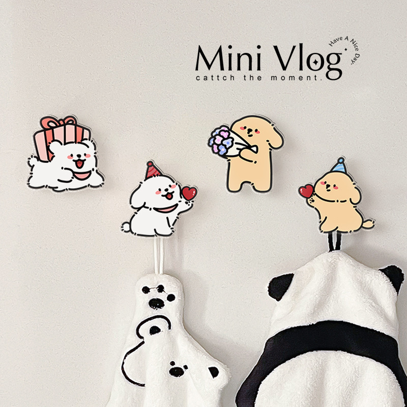 Gift Puppy Kitchen Hook, Punch-Free Adhesive Bathroom Hook, Bathroom Cute Hand Towel Hook