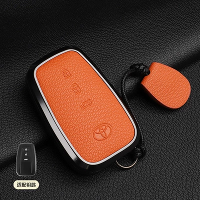 Car key bag — 19-23 Avalon Genuine Goatskin - 1-emma-orange-asian-dragon-b-style-3-button-hand-rope-french-goat-leather