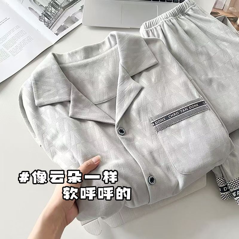 Gende Velvet Pajamas Men's Autumn and Winter 2025 New Winter Warm Large Size Can Be Worn Outside Home Clothes Two-Piece Set