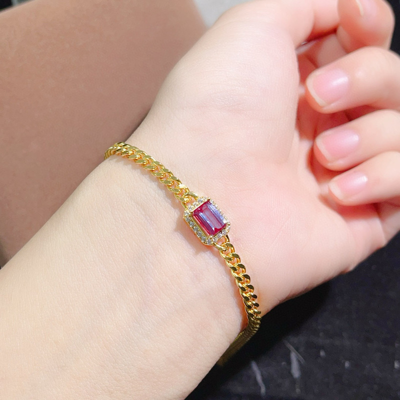 New European and American Color-changing Stone Bracelet Women's Silver Plated Real Gold High Color-retaining Niche All-match Alexander Color-changing Stone Bracelet