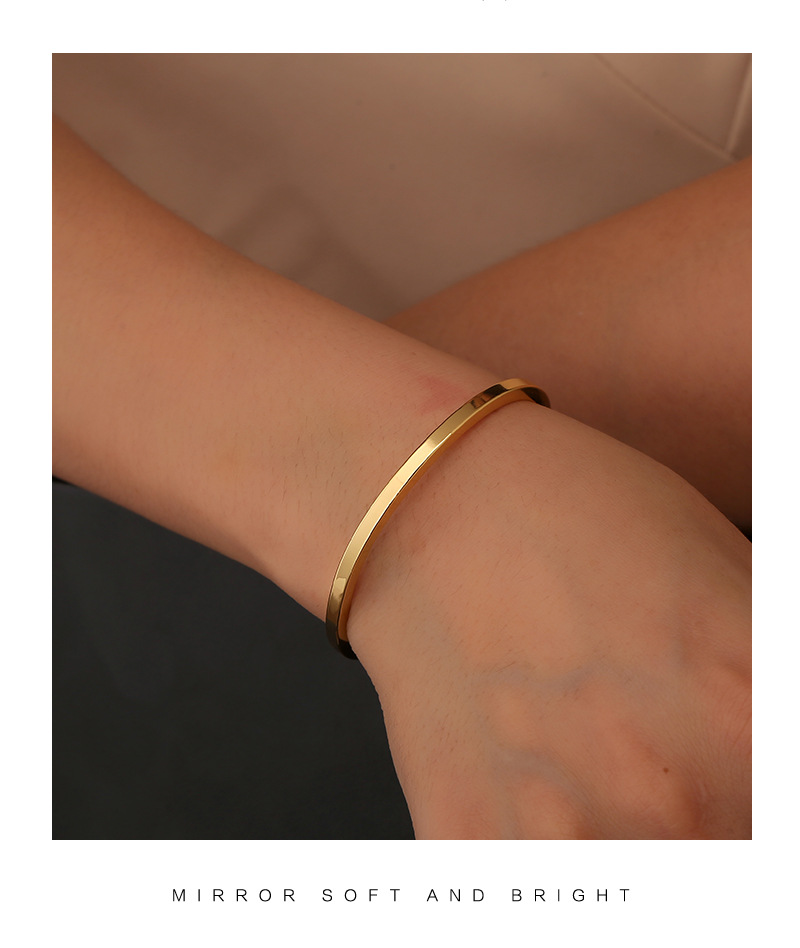 Bracelet jonc ouvert unique plaqué or 18k bijoux mode unisexe_voghion.com