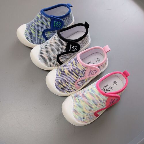 24 spring and summer Feiwei breathable soft-soled casual canvas shoes Velcro sports shoes for boys and girls 2-8 years old
