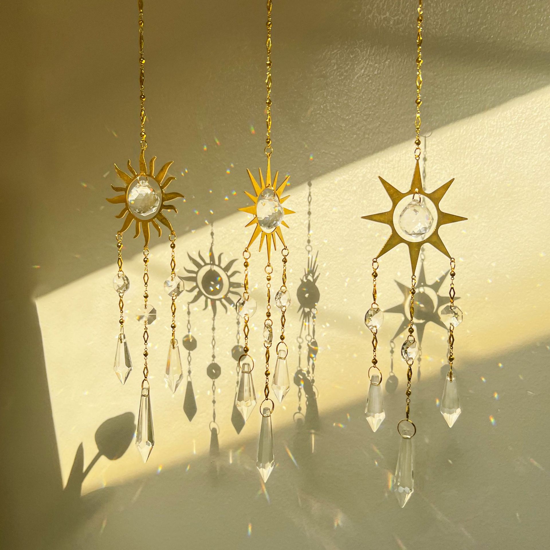 Metal Pendant Handmade Wind Chime Hanging Car Decoration Crystal Sun Catcher_voghion.com