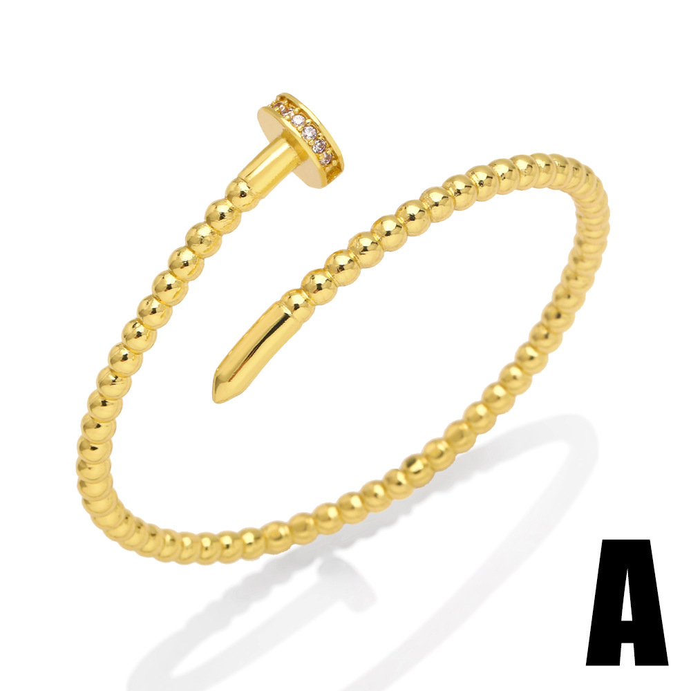 Fashion Creative Starry Nail Clasp Leopard Head Copper Bracelet