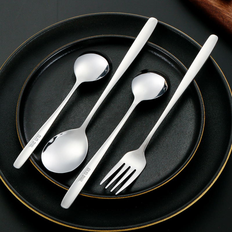 Stainless Steel Spoon Children's Tableware Household Dining Spoon Hotel Dessert Spoon Fork Long Handle Coffee Spoon 316 Stainless Steel