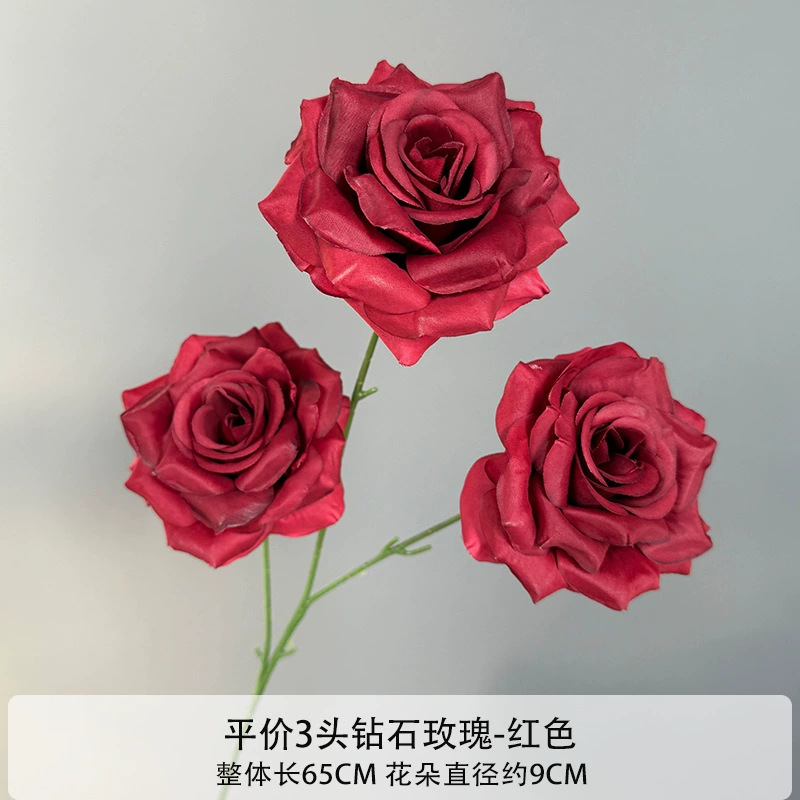 Diamante de 3 cabeças rosa-vermelho