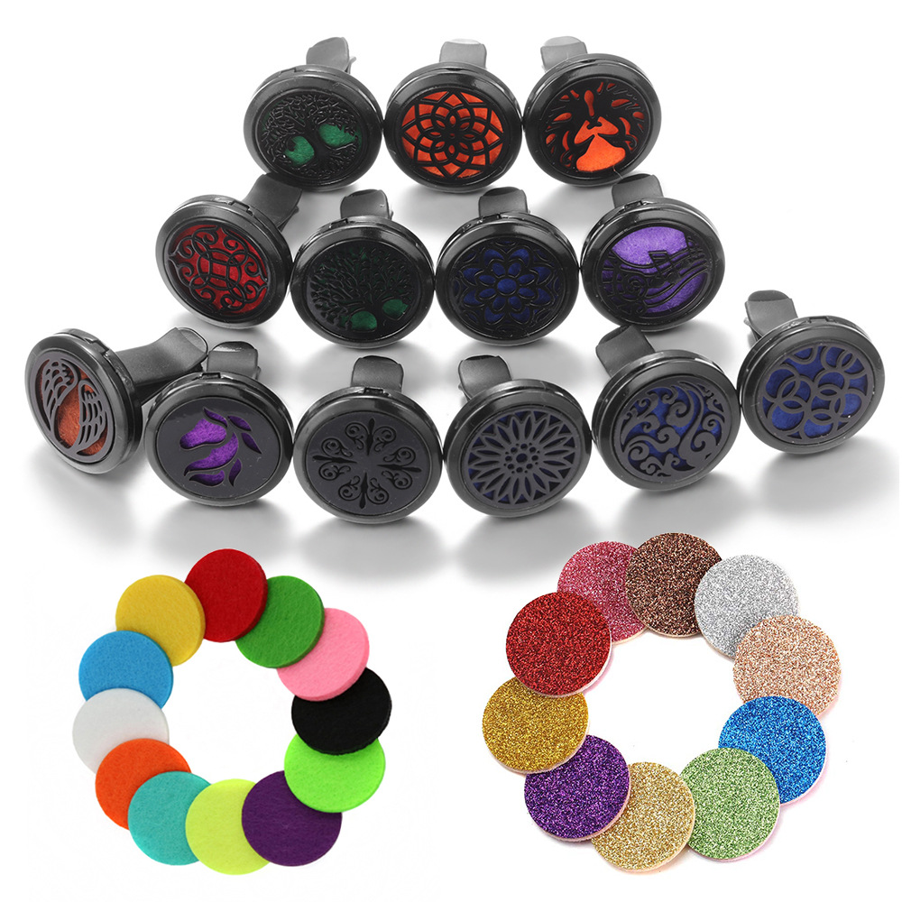 pistola de acero inoxidable negro hueco coche ventilación abrazadera de automóvil perfume árbol de vida automóvil perfume caja de difusión de perfume