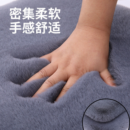 Car seat cushion winter plush three-piece set rabbit fur warm single-seat square cushion five-seat backrest warm seat cover free of binding