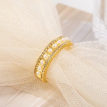 微镶珍珠戒指女开口冷淡时尚气质食指指环ins新款潮简约网红个性