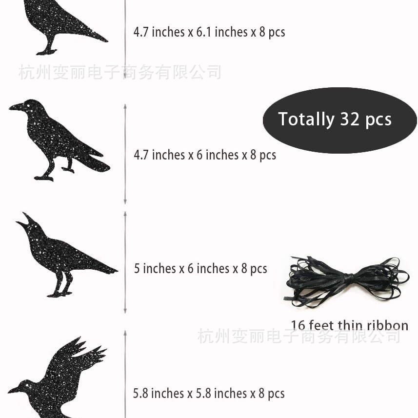 Nuevo árbol de Halloween colgante decoración pájaro Cuervo bandera Garland decoración tema cumpleaños bienvenida bebé pastel par