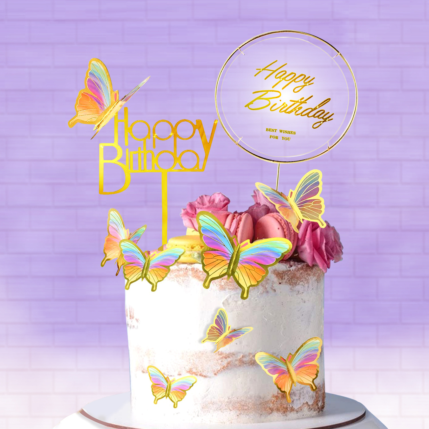 Birthday Fairy Style Cute Letter Butterfly Paper Birthday Cake Decorating Supplies display picture 2