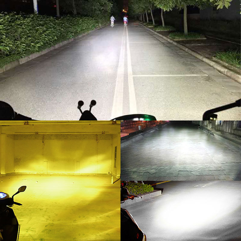 Motorcycle Headlight High-Brightness White and Yellow Led Motorcycle Electric Vehicle H6H4Ba20Dp15D Super Bright Waterproof High and Low Beam