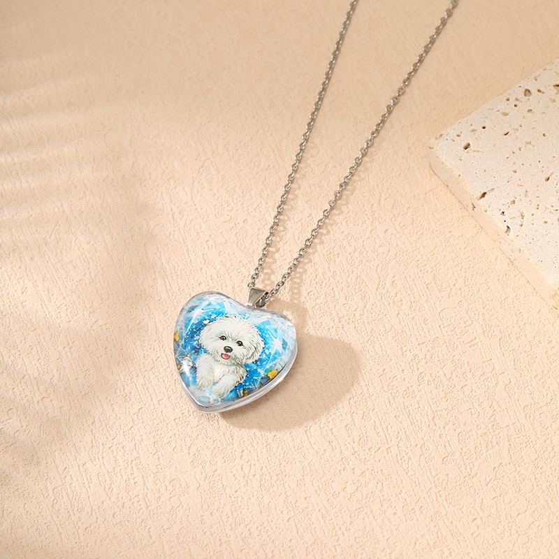 Yunjin transfronteriza Venta caliente moda europea y americana en forma de corazón colgante de cristal simple lindo gato serie collar de mujer