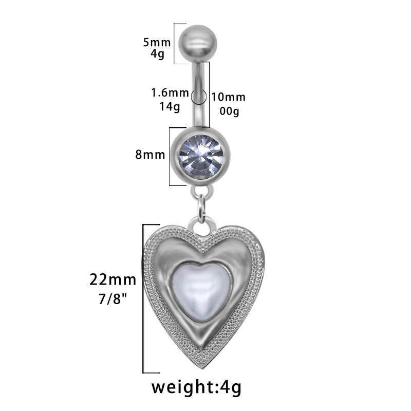 Minimalist Irregular Heart And Round Belly Button Ring Piercing_voghion.com