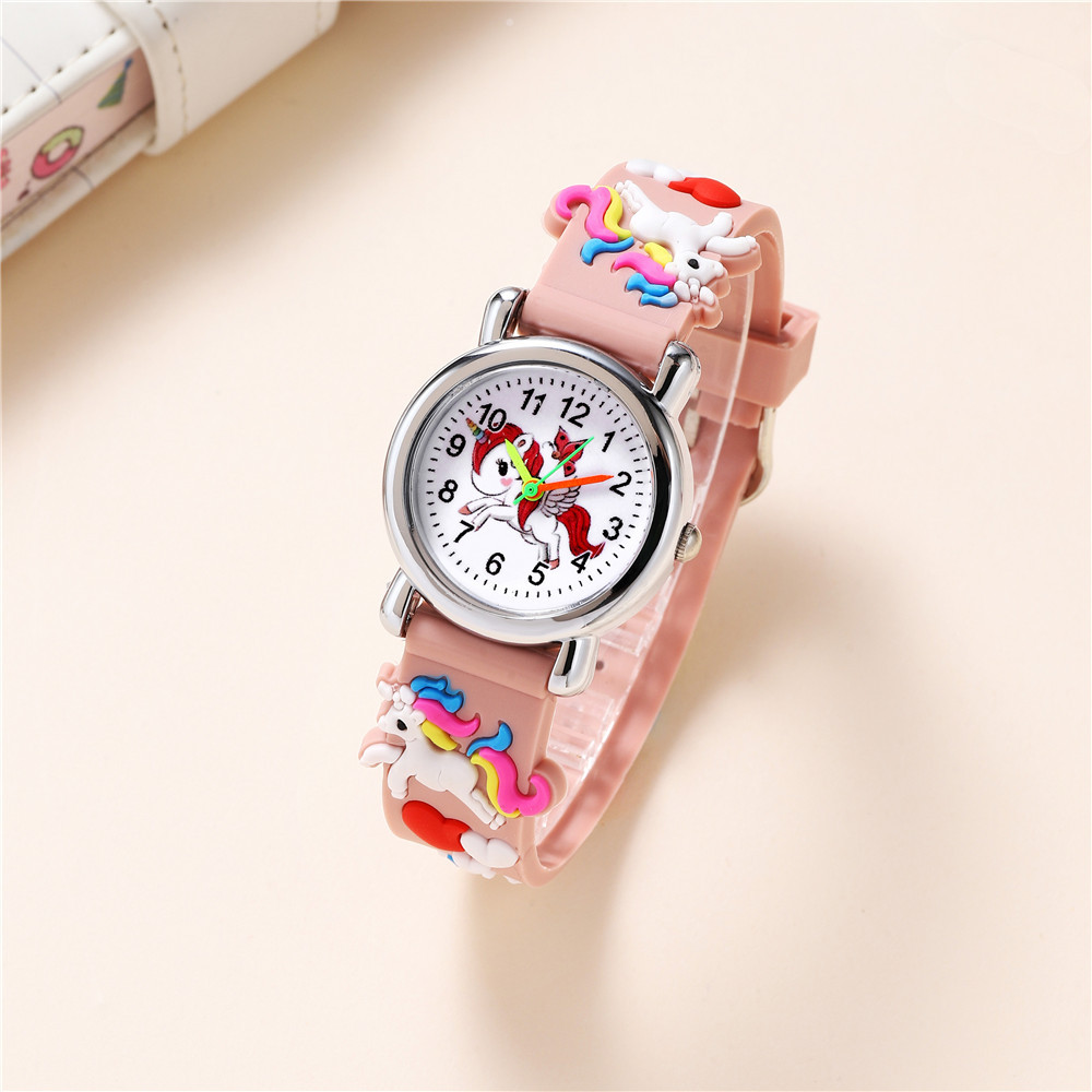 Unicorn pattern series children's watch color plastic tape boys and girls student gift watch