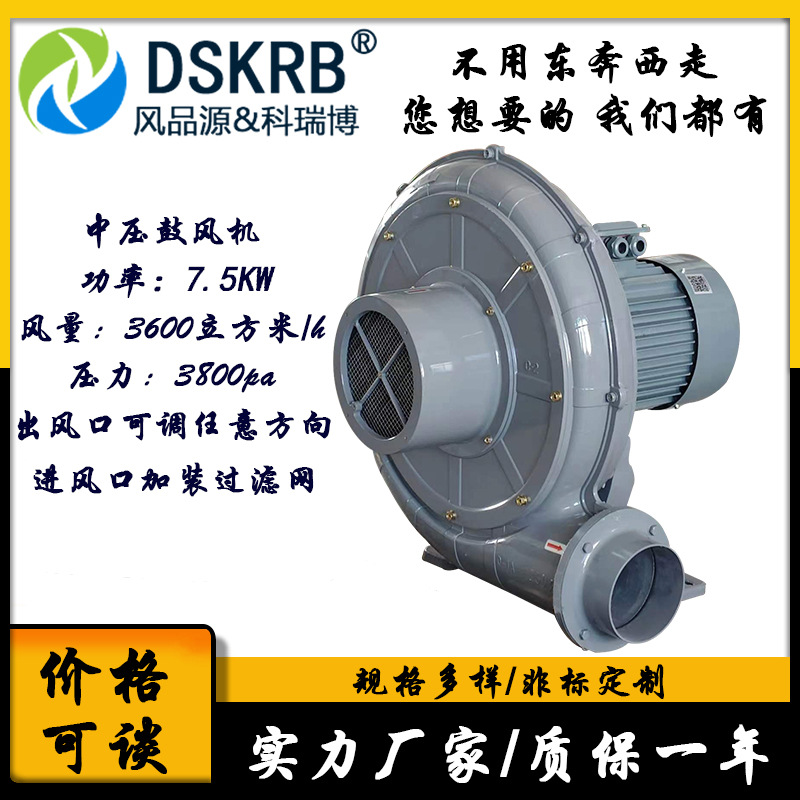 TB150-10 透浦式中压风机 7.5KW焚化炉干燥机送风烘干鼓风机 厂家