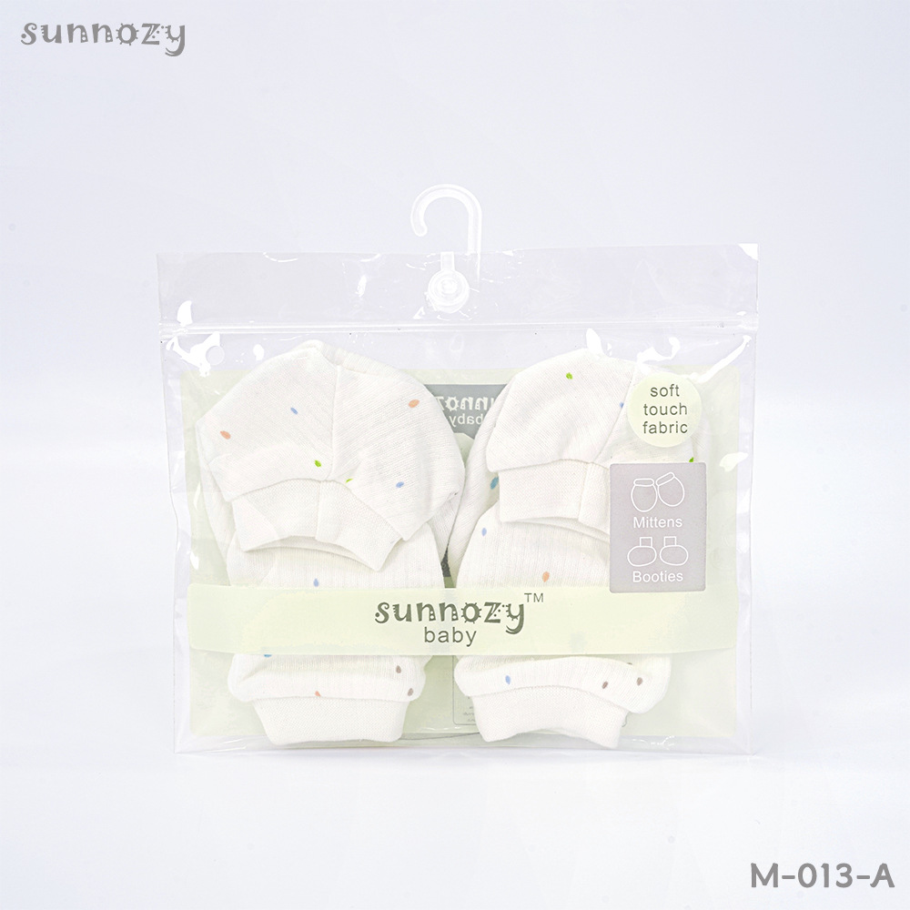Guantes y cubrepiés protectores de algodón puro para bebés, Sunnozy, estilo europeo y americano, cálidos, antiarañazos, para manos y pies, venta al por mayor.