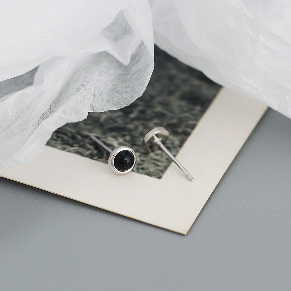 Simple Style Geometric Sterling Silver Ear Studs Plating Turquoise 925 Silver Earrings