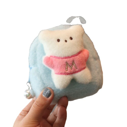 Backpack type cute cartoon bear coin purse, fashionable solid color card holder, claw machine, small gift, wedding throw key bag