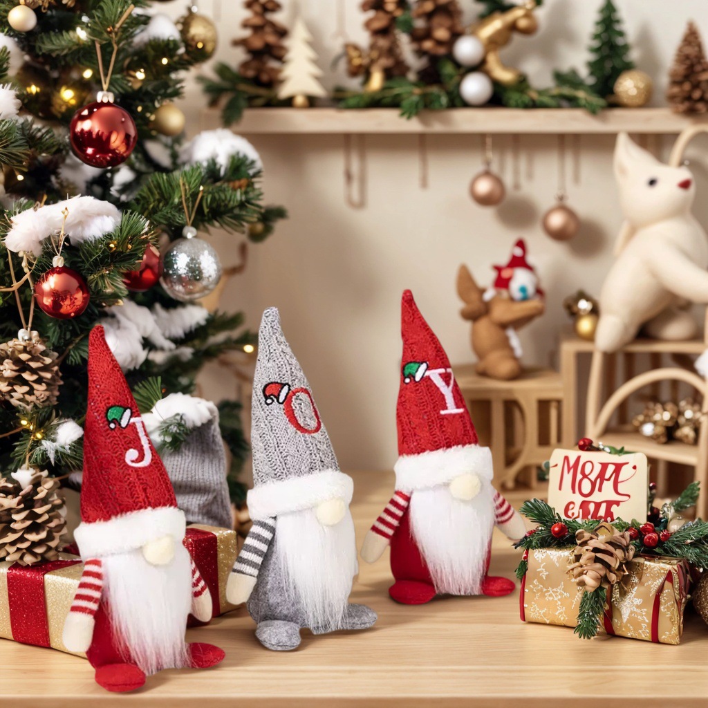 Transfronterizo Amazon venta caliente muñeca de decoración de Navidad sombrero de punto de Navidad letras gnomo adorno Rudolph anciano