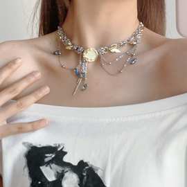 法式金属复古流苏小众脖颈环choker颈链项圈朋克风锁骨链项链女