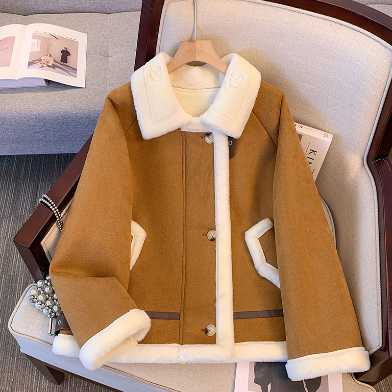 Chanel-Style Shearling Biker Jacket for Women, Fleece-Lined and Thickened, 2025 Autumn and Winter New Popular Jacket