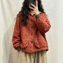 宽松口袋韩版复古棉外套