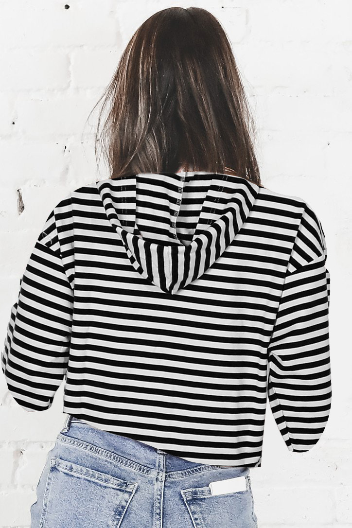 Women's Hoodie Long Sleeve Hoodies & Sweatshirts Button Casual Stripe display picture 5
