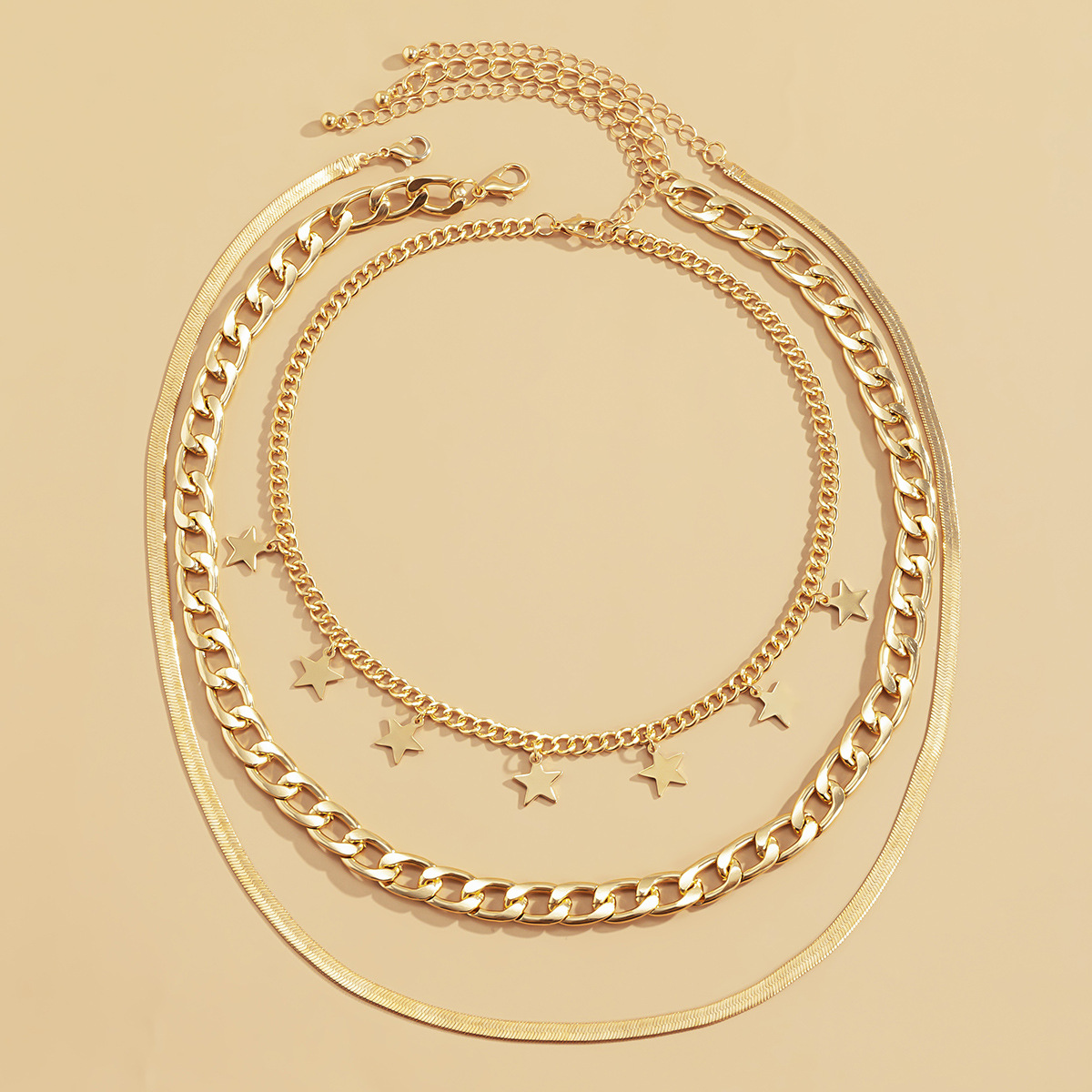 Hip Hop Snake-shaped Star Bone Chain Necklace display picture 7