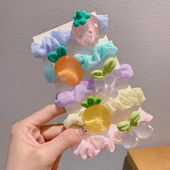 New Product Summer Korean Style Transparent Jelly Fruit Glow-in-the-Dark Net Fabric Hair Ring for Children and Girls Hair Tie Accessory