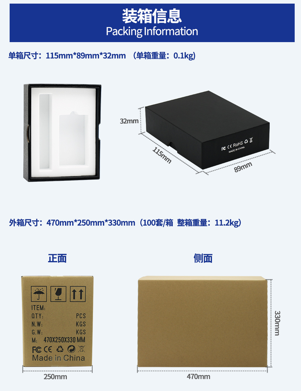 USB款盒子装箱图