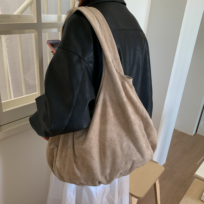 饺子包韩国小众设计磨砂麂皮包秋冬新款通勤复古单肩斜挎腋下包|undefined
