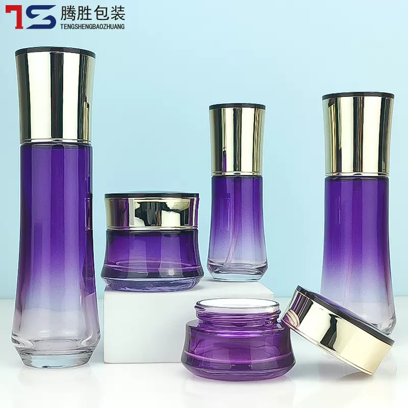 现货光面美人面套装瓶 化妆瓶粉底液膏霜瓶120ml爽肤水玻璃分装瓶
