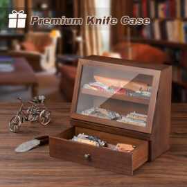 跨境木质展示盒军工刀收纳盒烤漆多层开盖收纳盒餐具汤勺收藏木盒