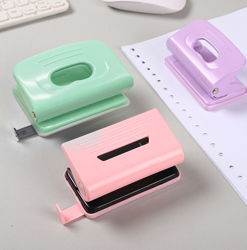 Macaron color hole punch manual labor-saving double-hole loose-leaf book hole punch round hole metal office binding punching machine